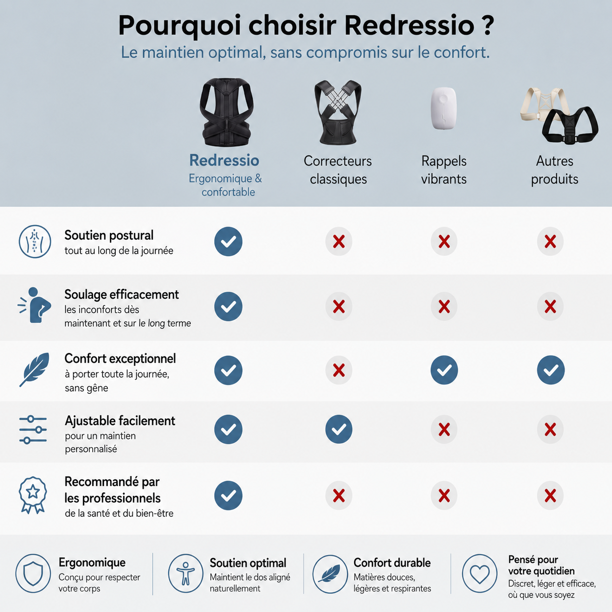 Redressio® — Correcteur de Posture à Double Tige