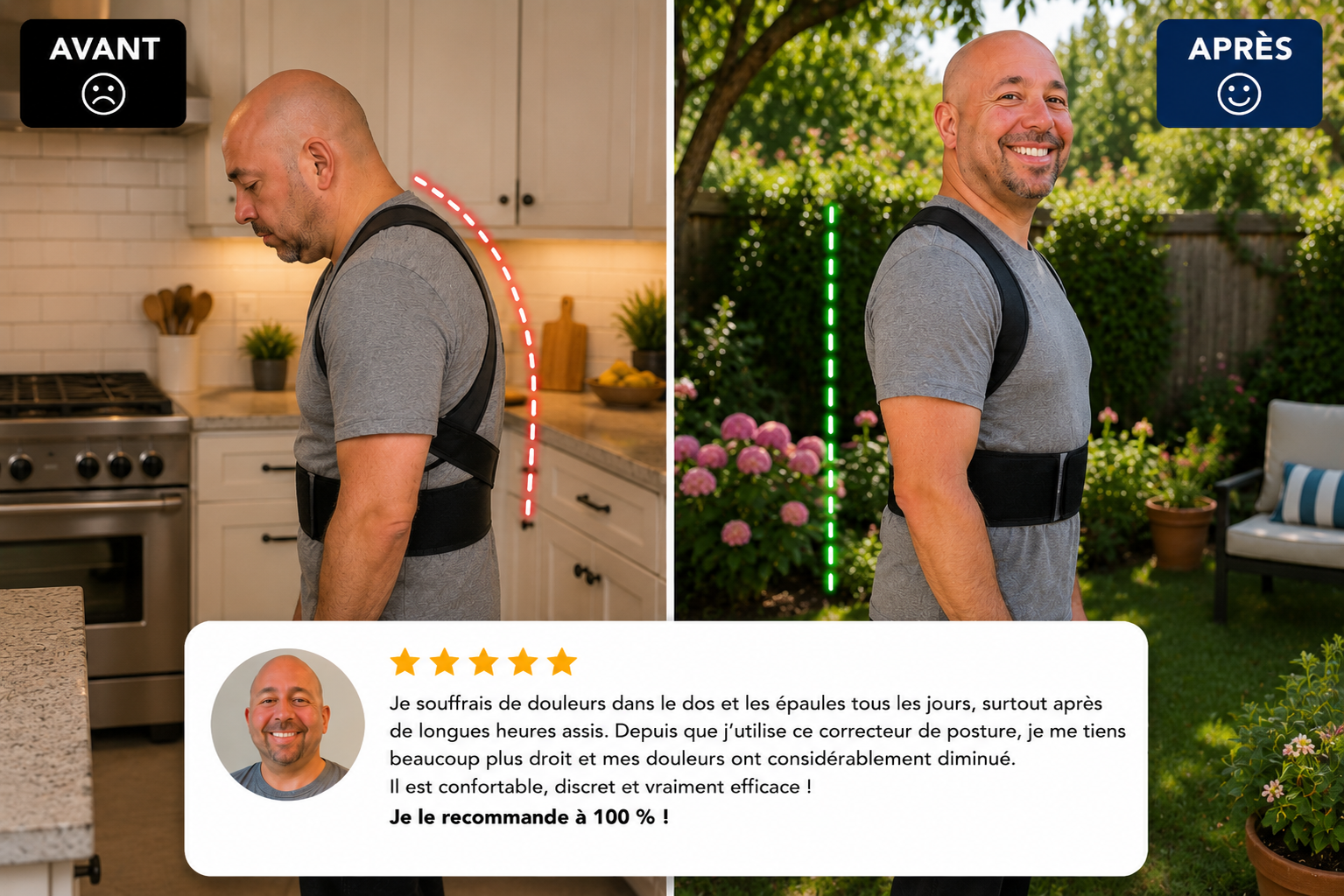 Redressio® — Correcteur de Posture à Double Tige